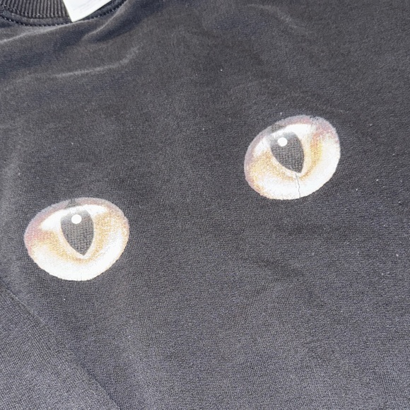 Gildan Blue Bar on a Black Sweatshirt with‎ Cat Eye Graphic - Picture 3 of 6